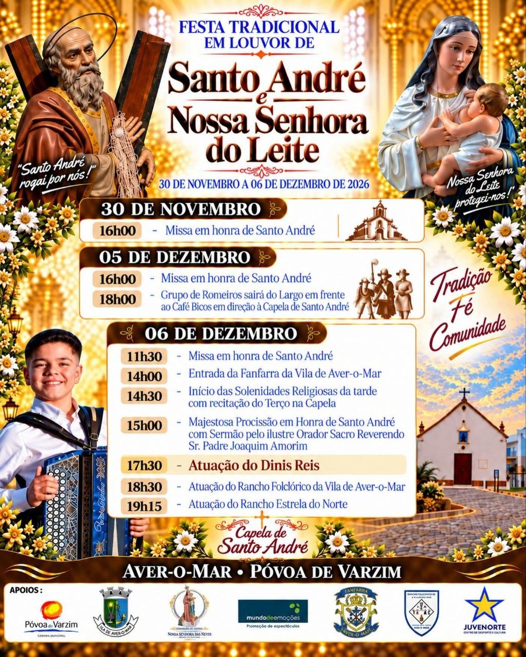Cartaz de Festa Tradicional em Louvor de Santo André e Nossa Senhora do Leite