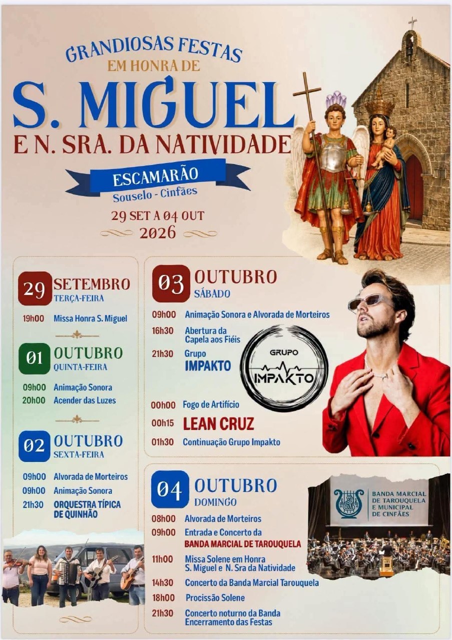 Cartaz de Grandiosas Festas em Honra de S. Miguel e N. Sra. da Natividade